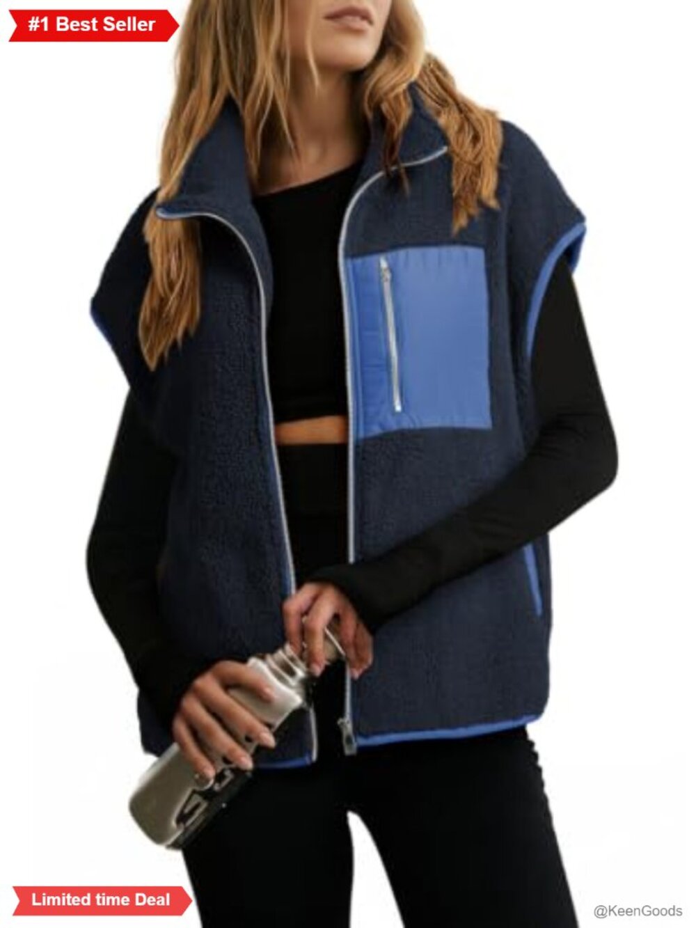 Dokotoo Fleece Womens Vest Zip Up Oversized Casual Jacket